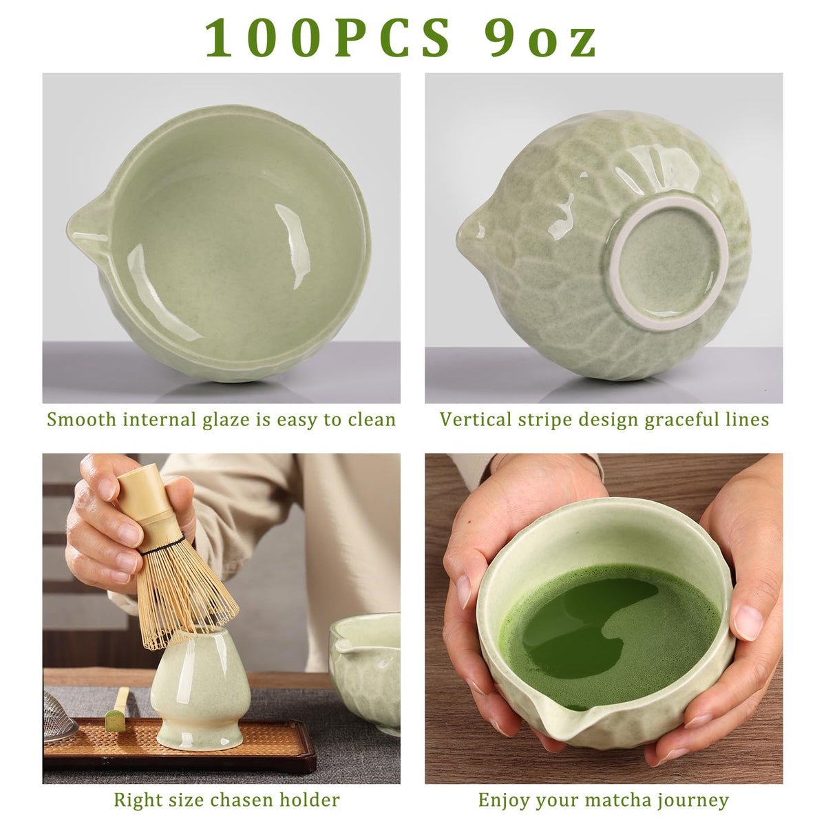 Matcha whisk Set,Japanese Matcha Set,Matcha Bowl with Spout,Matcha Whisk and Holder,Bamboo