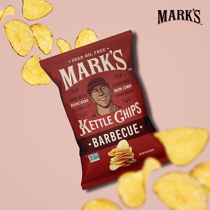 MARK???Kettle Cooked Avocado Oil Potato Chips, BBQ ??Seed Oil & GMO Free | Barbecue, 5 oz (Pack of