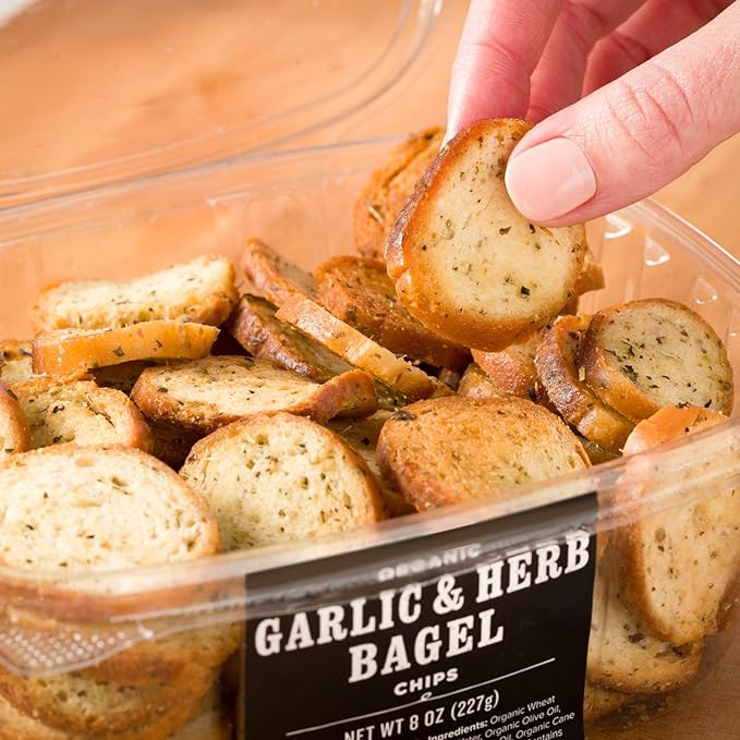 Garlic & Herb Bagel Chips NY Style Bagel Crisps. Organic, Vegan, Kosher. From the artisans of