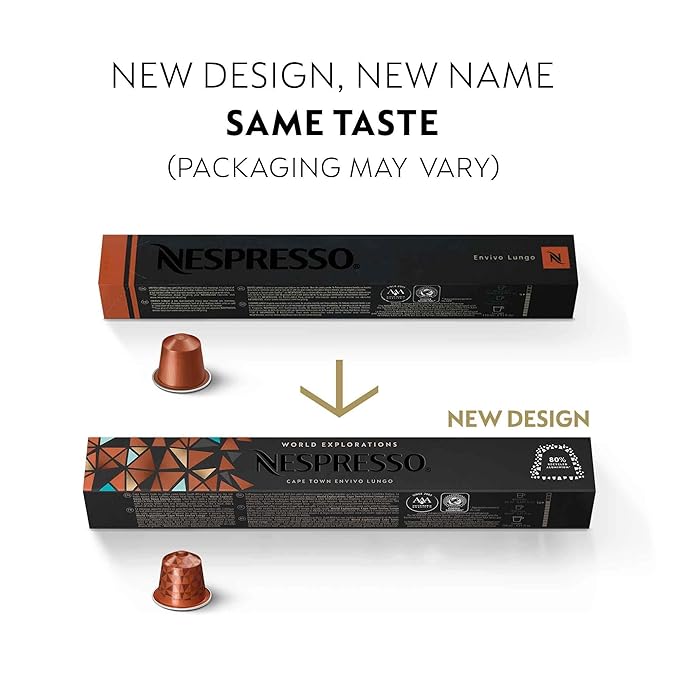 Nespresso Capsules Original Line, Cape Town Envivo Lungo, Dark Roast Espresso Coffee Pods, 50 Count