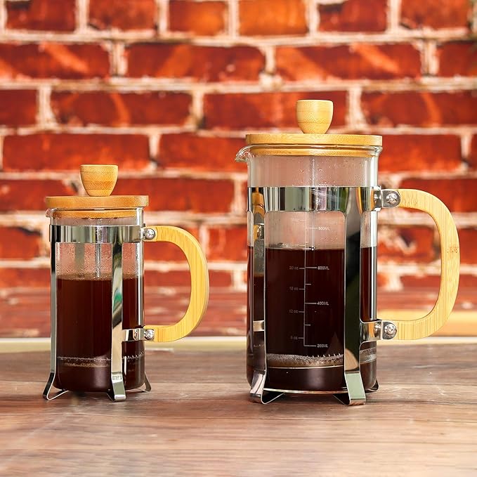 Sivaphe 34 oz French Press Coffee/Tea Maker with Bamboo Lid and Hand Stainless Steel High