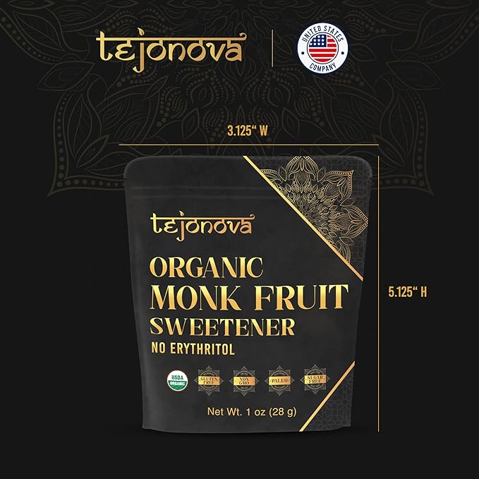 Organic Monk Fruit Powder, Pure Monk Fruit Sweetener No Erythritol, Monkfruit Sweetener Pure