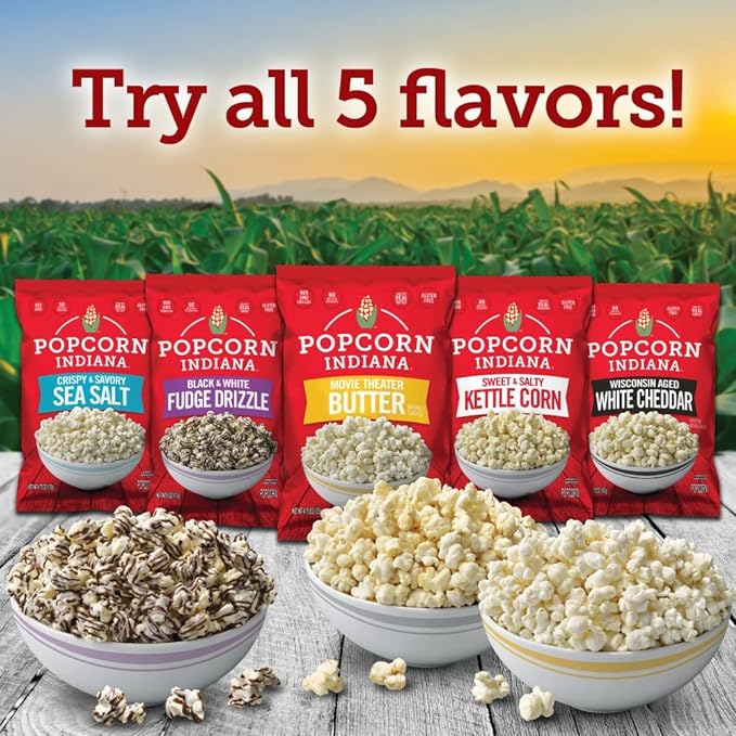 Popcorn Indiana Black & White Fudge Drizzle Chocolate Popcorn (6 oz Bags ??6 Pack) Pre-Popped