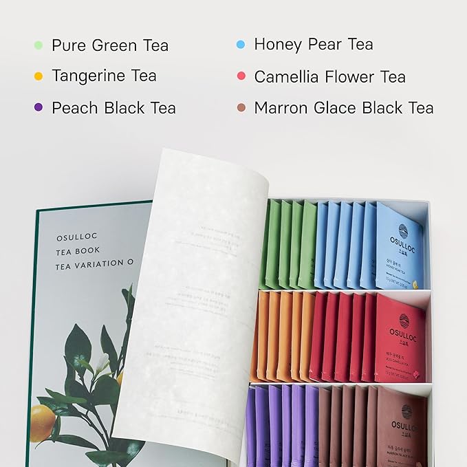 OSULLOC TEA VARIATION "O" (36 Count, 6 Types x 6 ea), Elegant & Sophisticated designed Tea Gift