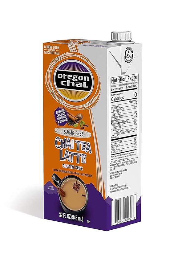 Oregon Chai Sugar Free Chai Concentrate, 32 Fluid Ounce (Pack of 6)