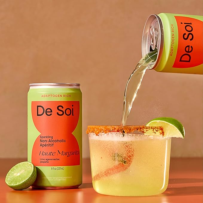 De Soi Haute Margarita Mocktails NA Drinks 8 fl oz (12-pack) - Adaptogen Drink, Sparkling Drink