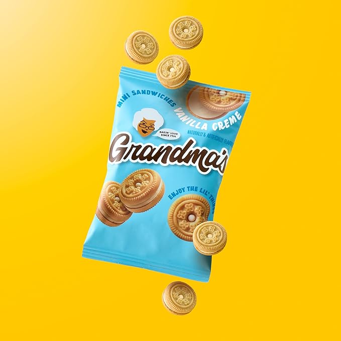 Grandma?™s Mini Cookies, Vanilla Sandwich Crème Cookies, 3.71 oz Cookie Bag, (24 Pack) (Packaging