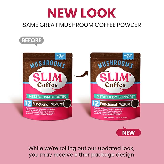 Venture Pal Slim Mushroom Coffee for Weight Loss, Instant Coffee with Berberine, Cinnamon, Yerba
