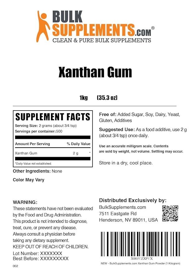 BulkSupplements.com Xanthan Gum Powder - Xanthan Gum Thickener, Xanthan Gum for Baking - Xanthan