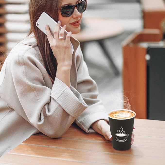 12 oz 210 Pack Paper Coffee Cups, Disposable Black Paper Cups for Hot Drinking, Water, Tea, Used