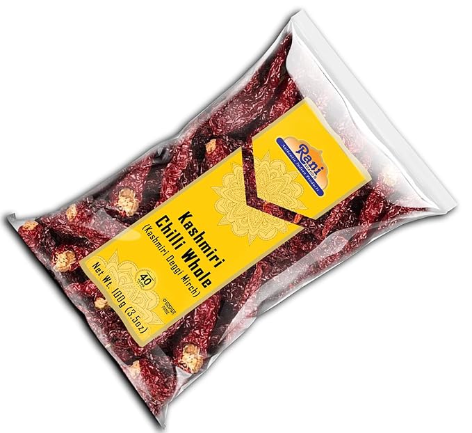 Rani Kashmiri Chilli Whole (Deggi Mirch, Low Heat) 3.5oz (100g) ~ Natural | Salt-Free | Vegan | No