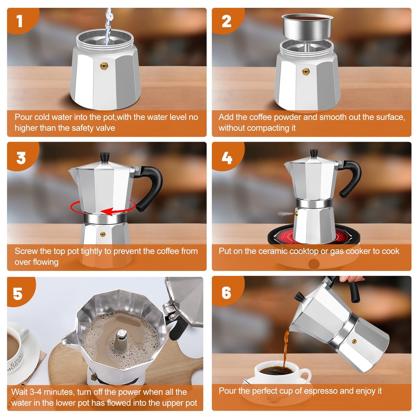 DITOSH 3 Cup Aluminum Espresso Stovetop Moka Pot Express Coffee Maker Percolator Italian Classic