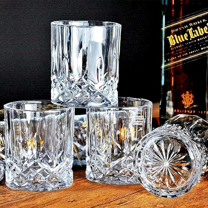 Whiskey Glasses Set of 4,Rock Glasses,11 oz Lead-Free Crystal Bourbon Glass,Old Fashioned Glass for