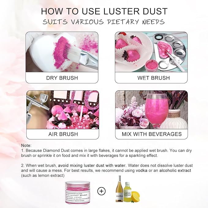 HomeHere Edible Luster Dust Food-Grade Glimmer Powder Glitter for Cake Decorating 7g, Edible