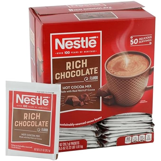 Nestle Hot Chocolate Packets, Hot Cocoa Mix, Rich Chocolate Flavor, Made with Real Cocoa, 0.71 oz
