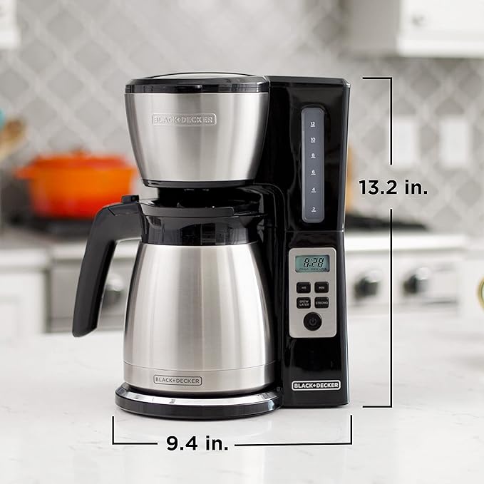 BLACK+DECKER 12 Cup Thermal Programmable Coffee Maker with Brew Strength and VORTEX Technology