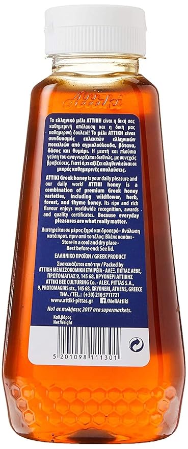 Attiki Pure Greek Honey with Thyme, Wild Flowers and Herbs, Perfect for Baking, Cooking, Lemonade