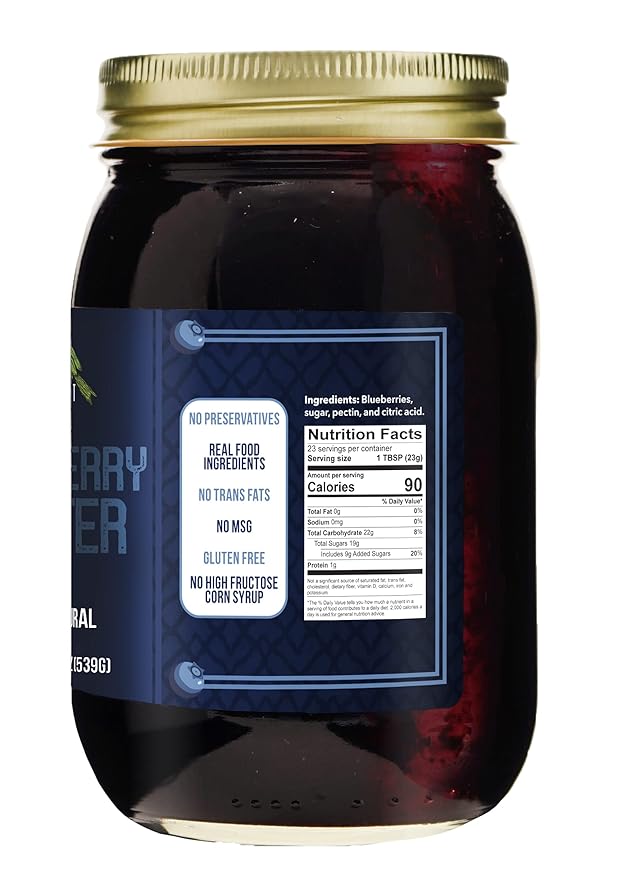 Green Jay Gourmet Blueberry Butter - All-Natural, Gluten-Free Fruit Spread - Blueberry Spread with