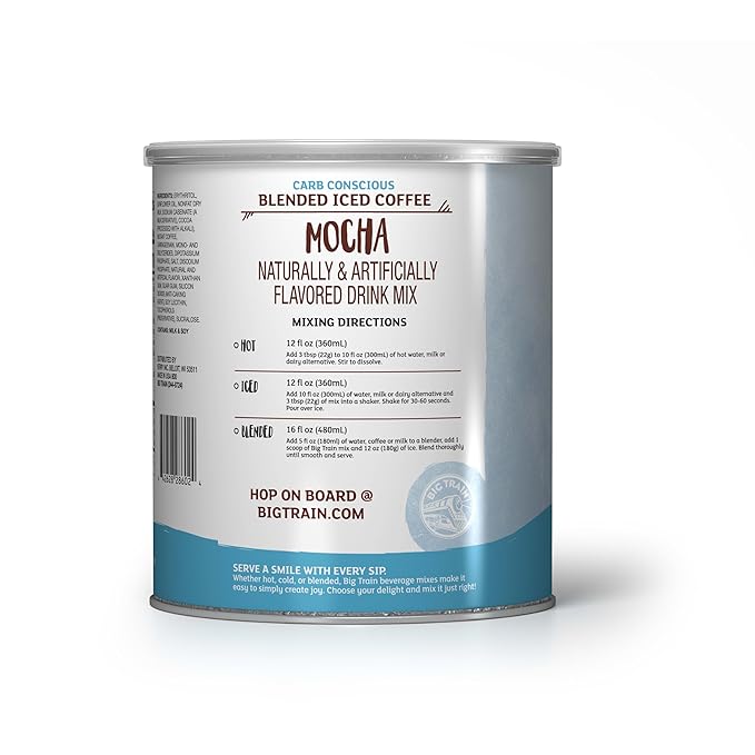 Big Train Low Carb Mocha Blended Ice Coffee Beverage Mix, 1.85 Pound (Pack of 1)