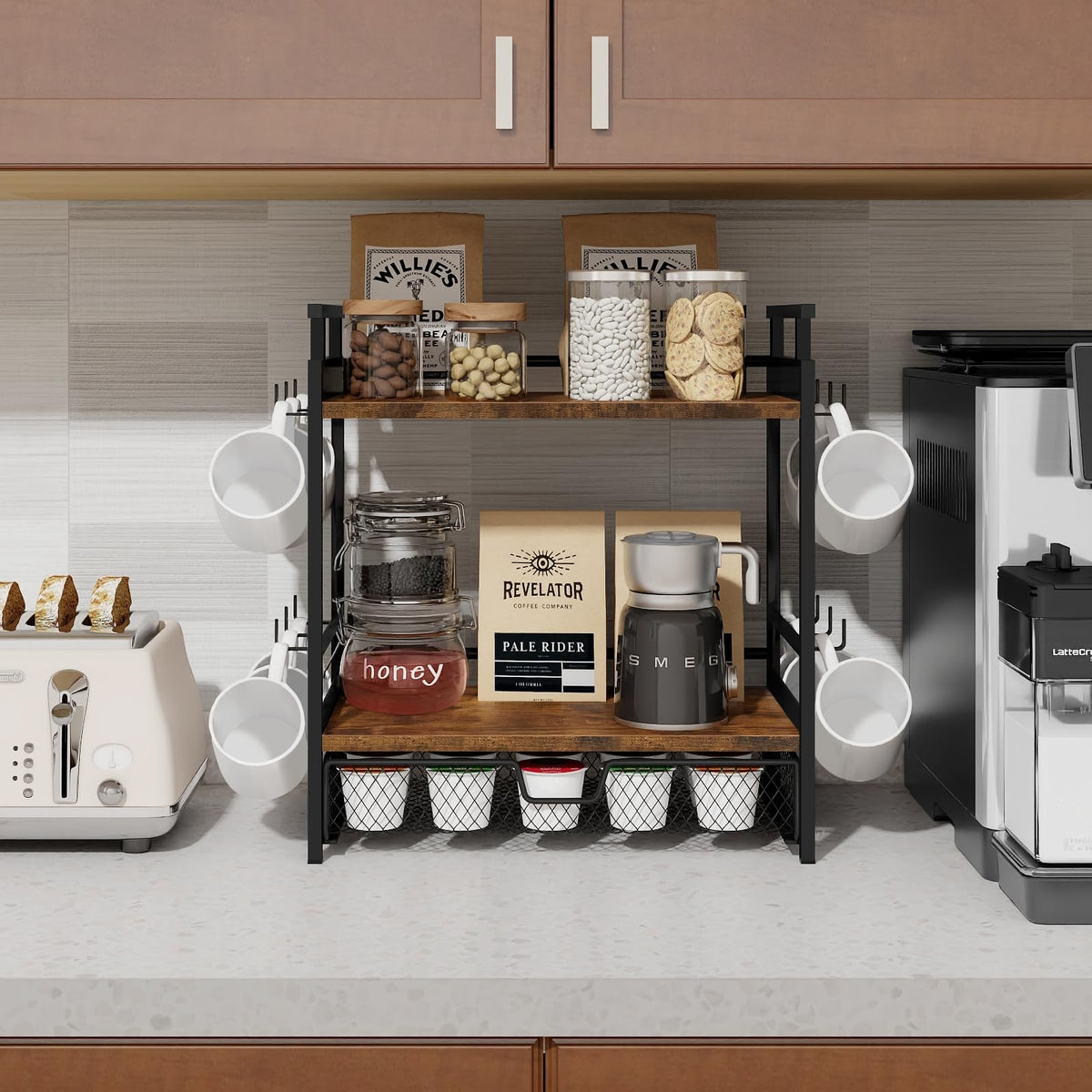 BCOZLUX Coffee Bar Organizer for Countertop, Coffee Station Organizer