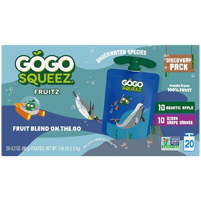 GoGo squeeZ Applesauce and Fruit Puree Underwater Species Discovery Pack, Aquatic Apple and Ocean