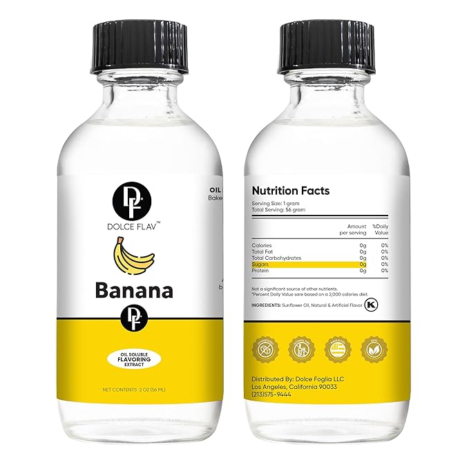 Dolce Flav Banana Extract ??2 Ounce Oil-Soluble Kosher, Sugar-Free, Concentrated Ripe Banana