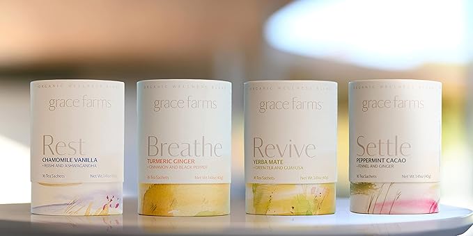 Grace Farms REST Wellness Organic Tea Blend (16 Pyramid Sachets) | Sleep and Stress Support For