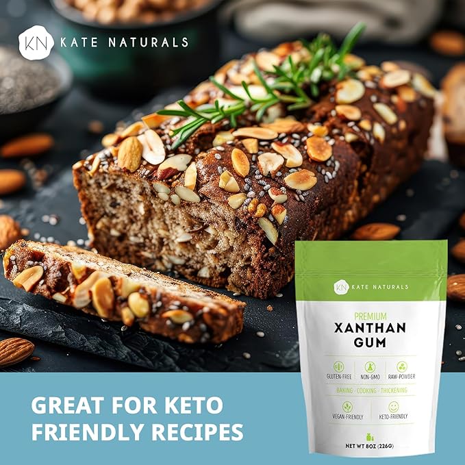 Kate Naturals Xanthan Gum for Baking, Ice Cream & Thickener (8oz, Gluten Free, Food Grade, Skin