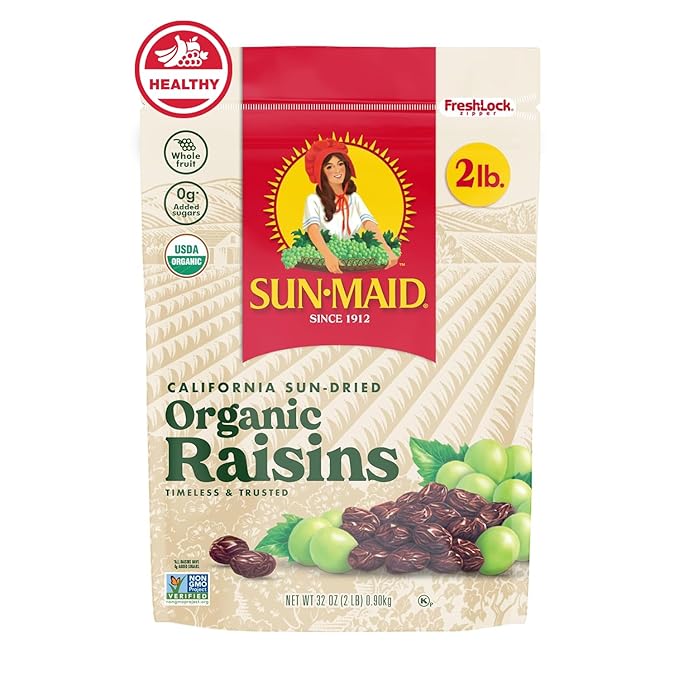 Sun-Maid Organic California Sun-Dried Raisins - 32 oz Resealable Bag - Organic Dried Fruit Snack