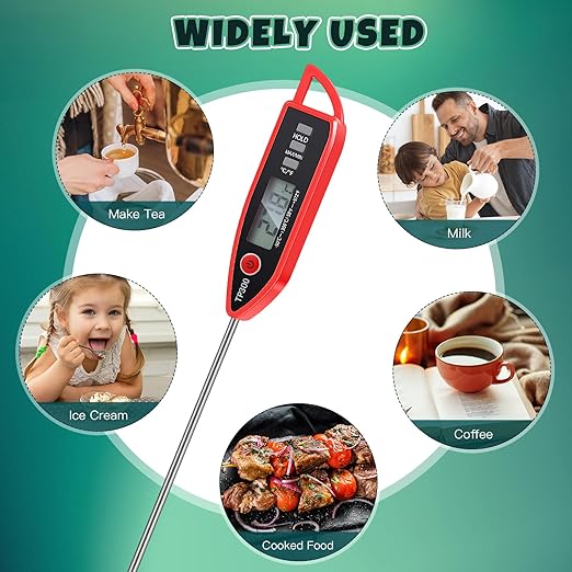 12 Set Waterproof Food Thermometer for Water, Liquid, Candle and Cooking Digital Meat Thermometer