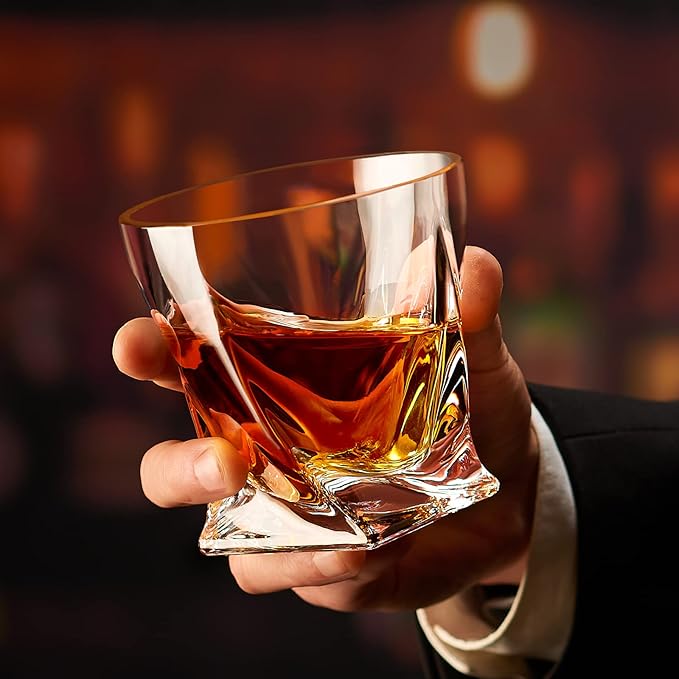 Old Fashioned Whiskey Glasses 10 OZ Rocks Glasses Set of 4, Gift Box - Barware For Bourbon, Scotch