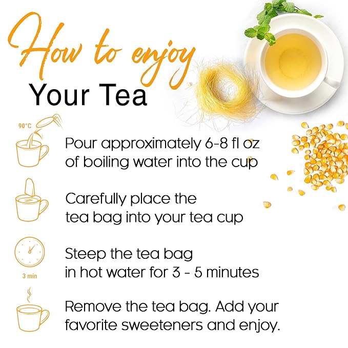 FreshDrinkUS, Premium 135 Tea Bags Corn Silk Tea, 100% Natural & Pure from Corn Silk. Corn Silk