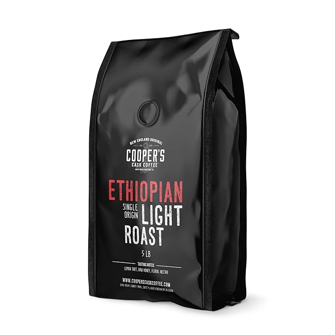 Ethiopian Bold Light Roast Coffee, Gourmet Single-Origin Coffee Beans from Ethiopia, Whole Bean