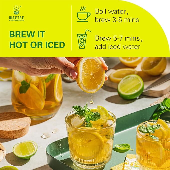 WT WEETEE Decaf Green Tea with Lemon Flavor, Decaffeinated Lemon Green Tea Bags 100 Count