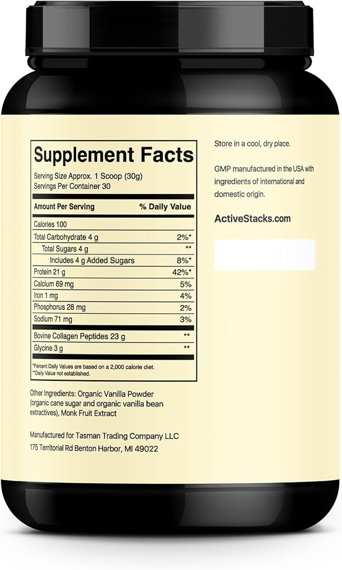 Collagen Peptides Protein Powder, Vanilla - Supports Healthy Hair, Skin, Bones and Joints for Men