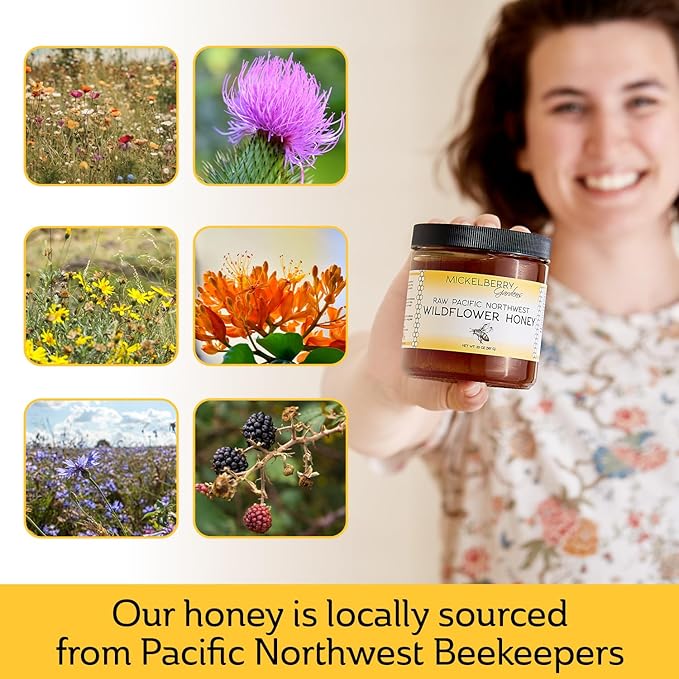 Raw Wildflower Honey - Pure, Unadulterated, Clean, Grade A Strained Honey from the Pacific