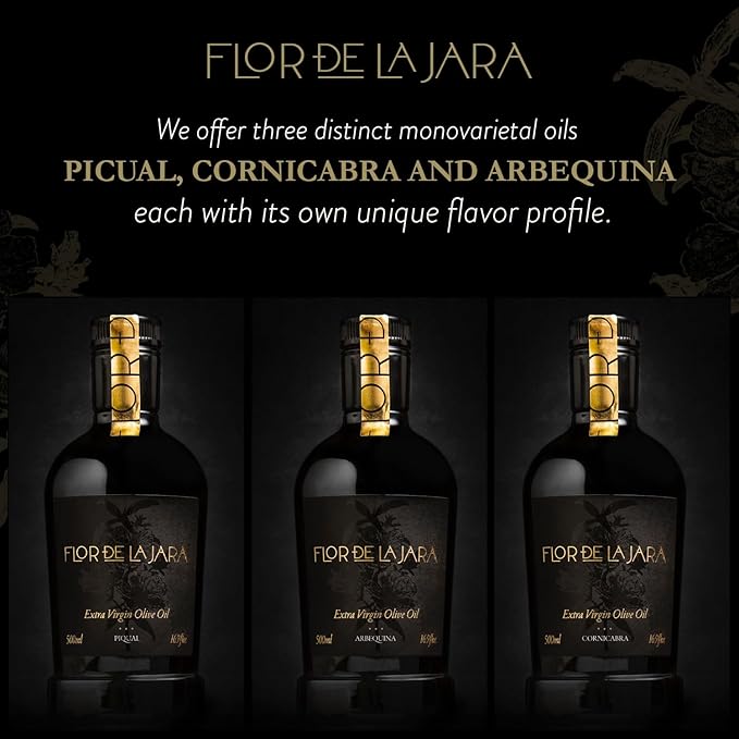 FLOR DE LA JARA Premium Extra Virgin Olive Oil from Spain, First Cold Pressed, Polyphenol-Rich