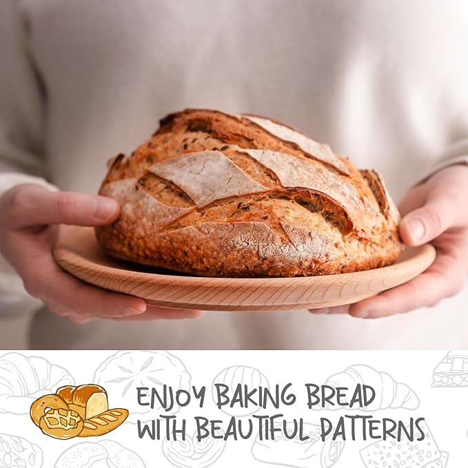 Round Bread Dough Proofing Rising Rattan Baskets(Set of 2, 9 inch) w/Liners for Home Sourdough