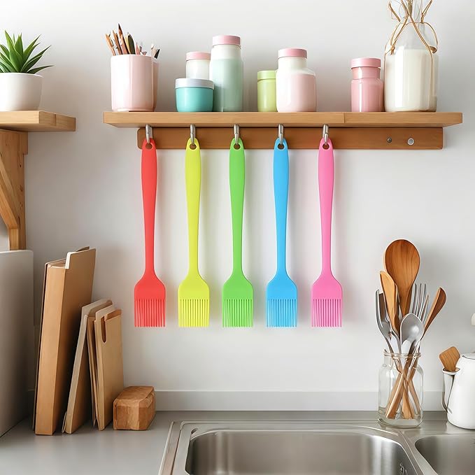 Silicone Basting Pastry Brush, Heat Resistant Silicone Brush Set for Cooking, One-Piece Design Oil