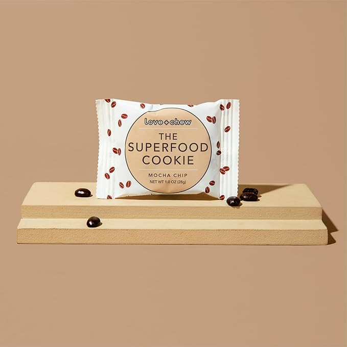 Love + Chew, Mocha Chip Minis - 18 Count - Tasty Gluten Free Cookies - Vegan - Healthy, Paleo, Non