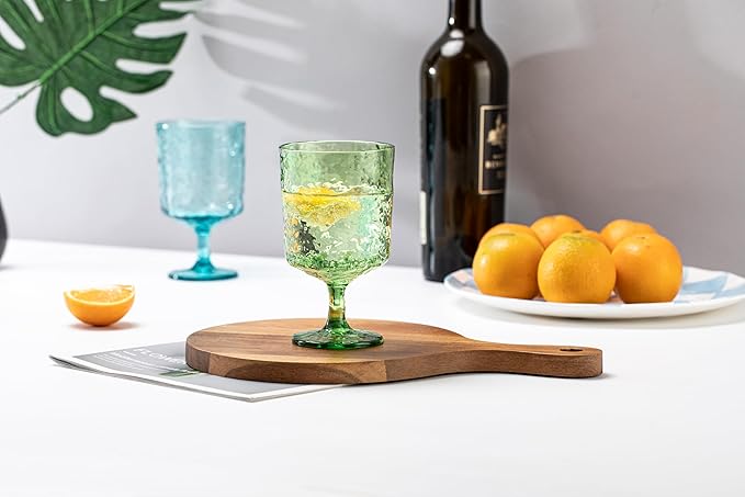KX-WARE Iceberg Acrylic All-Purpose Wine Glasses, 12-ounce Plastic Stem Wine Glasses, set of 8