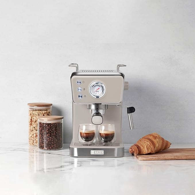 HADEN Barista Brew Espresso Coffee Machine, Stainless Steel Espresso Maker with Milk Frother and