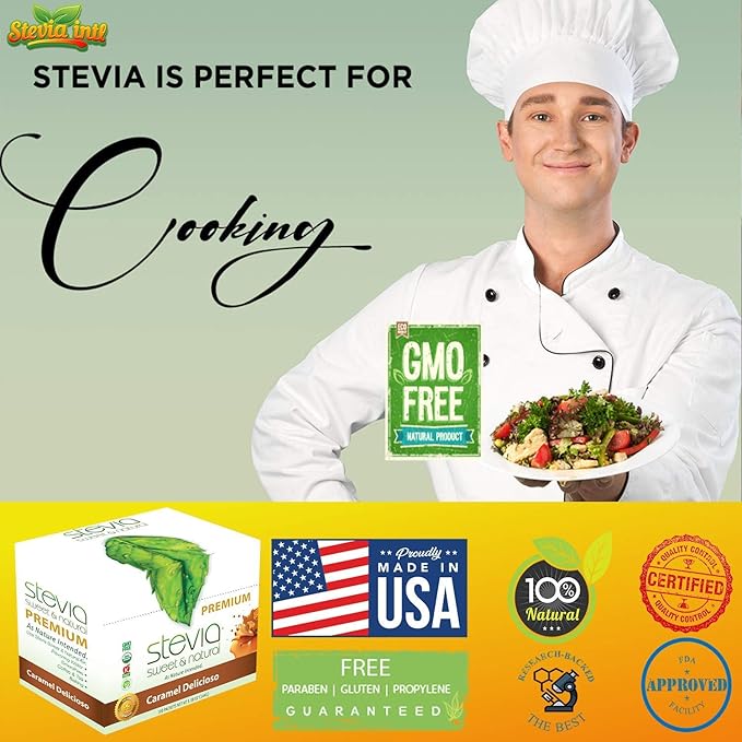 Caramel Delicioso Organic Stevia Powder. All-Natural Sweetener, Sugar Substitute Highly
