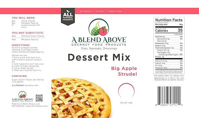 A Blend Above Big Apple Strudel No-Bake Dessert Mix, 3 Pack, No-Bake Cheesecake, Fruit Dip, Dessert