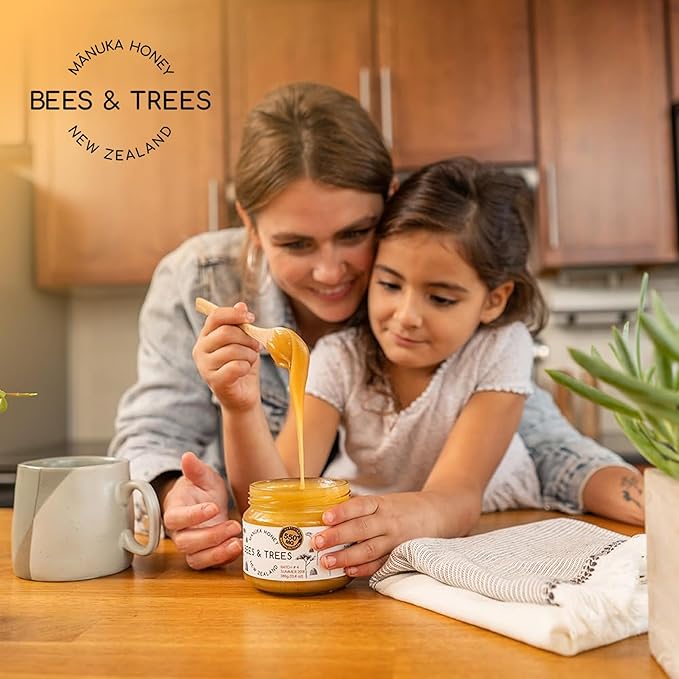 Bees & Trees Manuka Honey 350+ MGO – Pure New Zealand Raw Monofloral Honey – Unpasteurized &