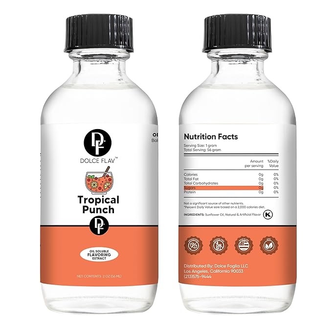 Dolce Flav Tropical Punch Extract ??2 Ounce Oil-Soluble Kosher, Sugar-Free, Concentrated Fruity