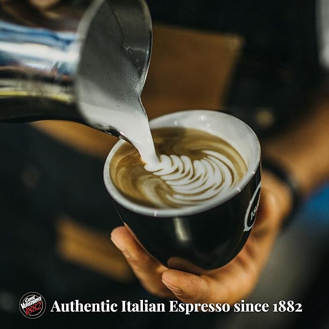 Caffe Vergnano 1882 Espresso Whole Bean Arabica Roast Coffee, 1.1 lb bag - Italian Medium Roast Coffee Beans with notes of Chocolate, Nuts & Caramel, Intensity 7/10-500g Bag