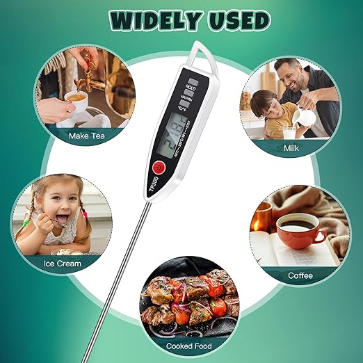 6 Set Waterproof Food Thermometer for Water, Liquid, Candle and Cooking Digital Meat Thermometer