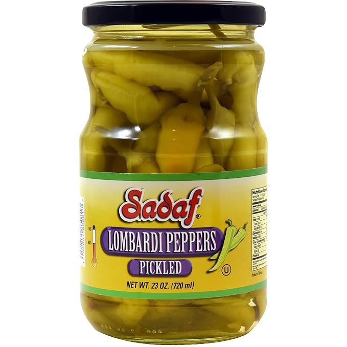Sadaf Pickled Lombardi Peppers - Mild Lombardi Peppers for Cooking and Food Flavoring - Pickled