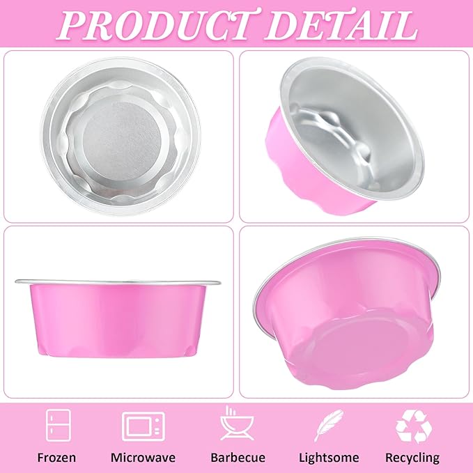 Eaasty 150 Pcs Baking Cups with Lids, 1.6 oz Muffin Cupcake Liners Aluminum Foil Mini Cake Pans